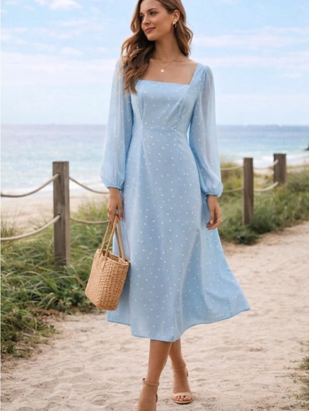 Fehhaute Polka Dot Midi Dress